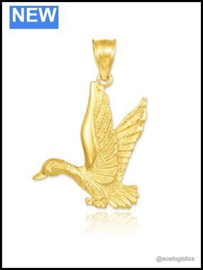 10k Gold Flying Duck Pendant Necklace